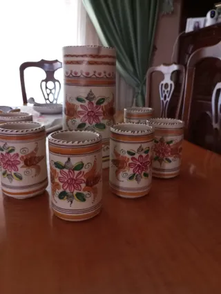 Juego Jarra y Vasos Vintage Cerámica