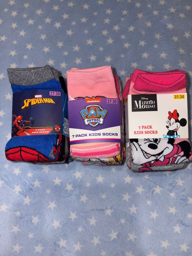 Confezione assortita di calzini per bambini Spiderman Paw Patrol Minnie