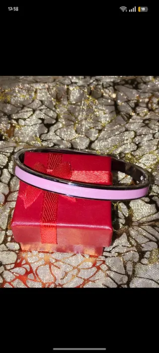 Brazalete Acero Inoxidable Rosa y Plateado
