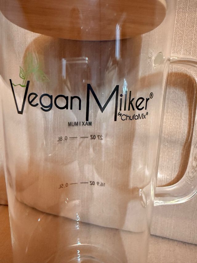 Vaso de cristal Vegan Milker con tapa bambú