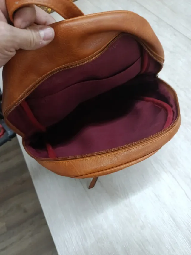 Mochila efecto piel marrón