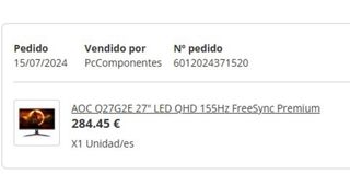 Monitor Gaming AOC 27 pulgadas 2K 155Hz