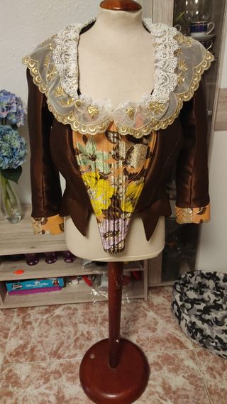 Traje de Fallera Marrón Chocolate y Ocre