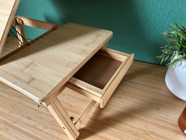 Mesita bambú plegable con cajón