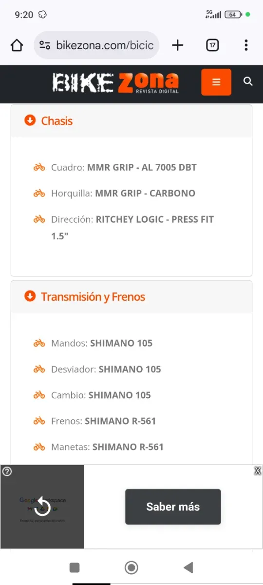 Bicicleta MMR 2014 Talla S