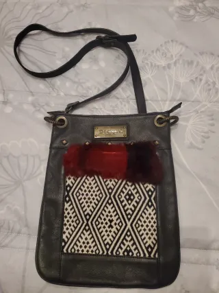 Bolso Desigual Negro con Estampado Étnico