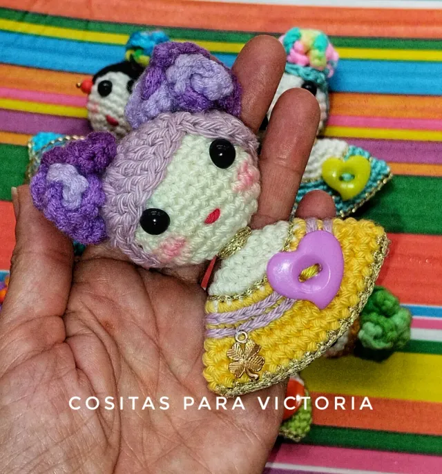 Regalo Navidad Broche/colgante Muñequitas Crochet