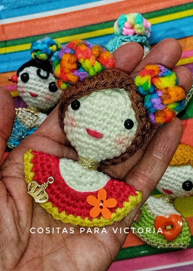 Regalo Navidad Broche/colgante Muñequitas Crochet