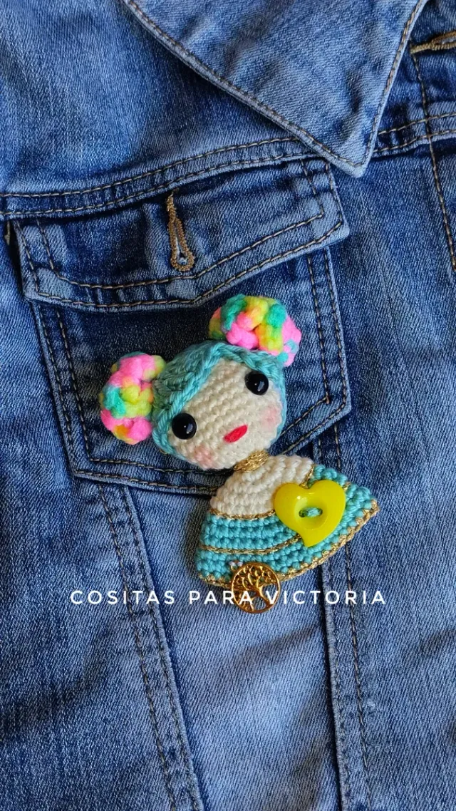Regalo Navidad Broche/colgante Muñequitas Crochet