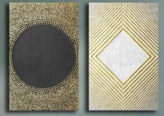 Set di 2 quadri moderni nero e giallo