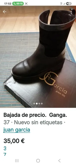 Botas Piel Juan Garcia Talla 37 Negras