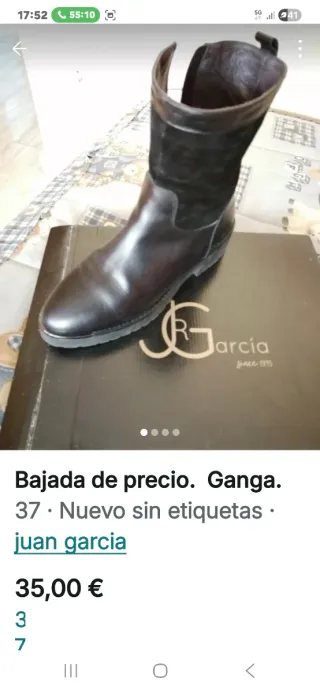 Botas Piel Juan Garcia Talla 37 Negras