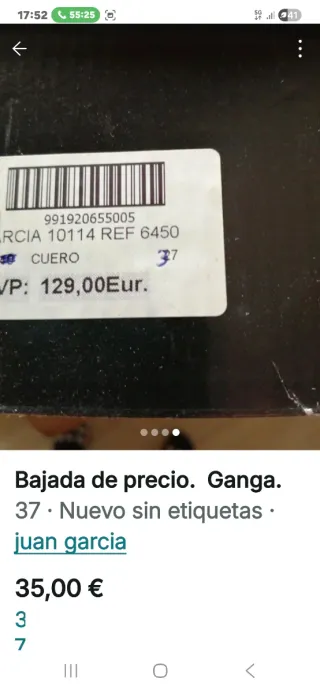 Botas Piel Juan Garcia Talla 37 Negras