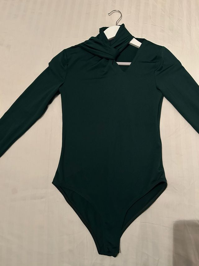 Body Zara Lycra Manga Larga Talla S Verde
