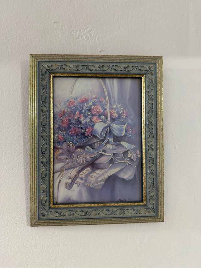 Pack 2 cuadros decorativos flores y oro