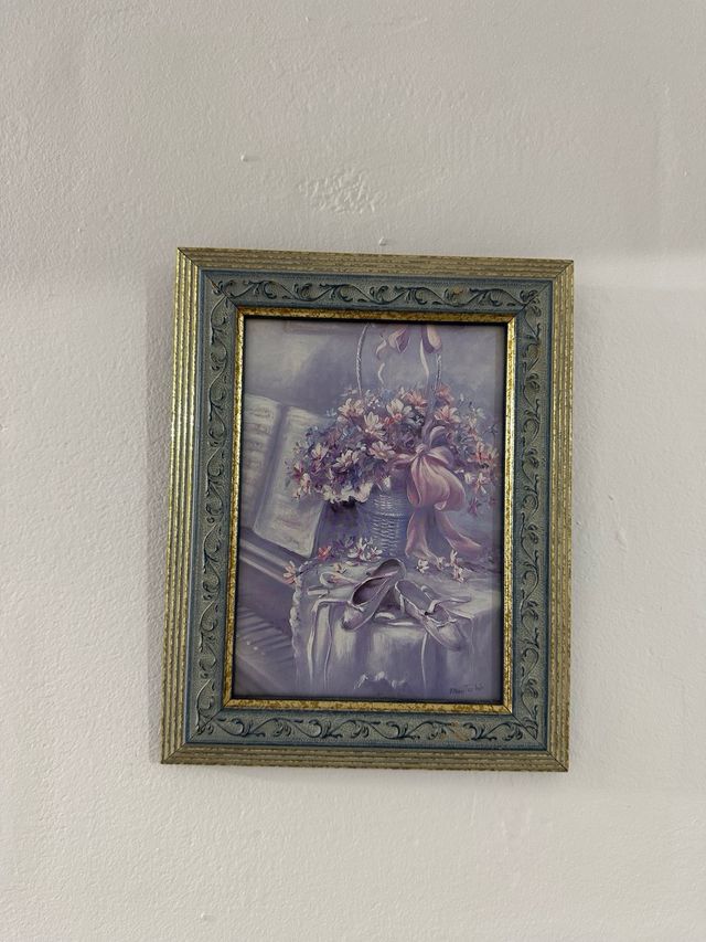 Pack 2 cuadros decorativos flores y oro