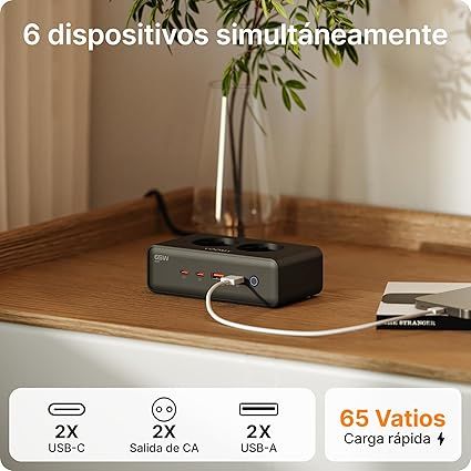 Cargador Voomy 65W GaN 4 Puertos USB