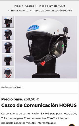 Casco paramotor NAC Intercom con intercomunicador