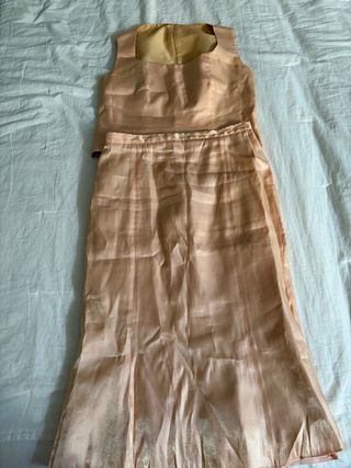 Vestido fiesta dorado y rosa