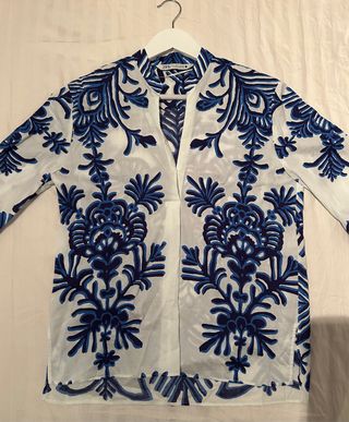 Camisa Zara Estampada Azul Talla S