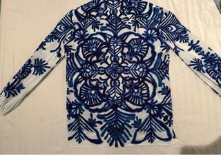 Camisa Zara Estampada Azul Talla S