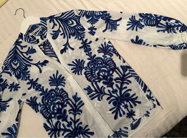 Camisa Zara Estampada Azul Talla S