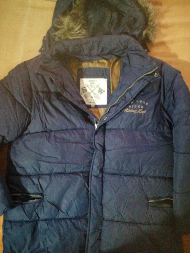 Abrigo niño azul talla 14 16