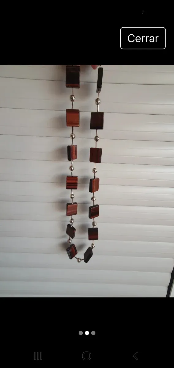 Collar plata y ojo de tigre marrón