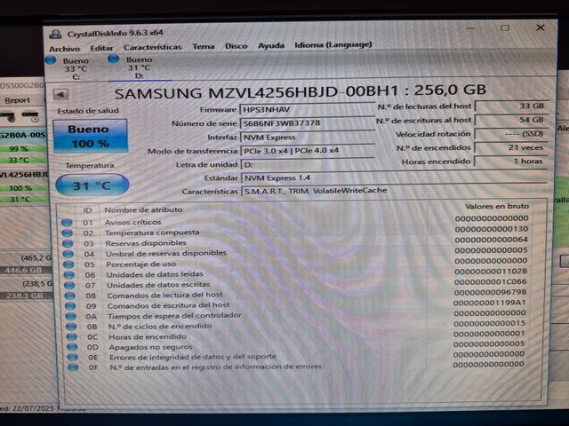 SSD m.2 NVMe - 256GB - Samsung 2280
