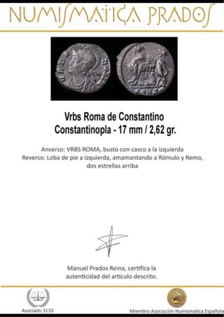 Moneta Romana Costantino lupa romulo e remo