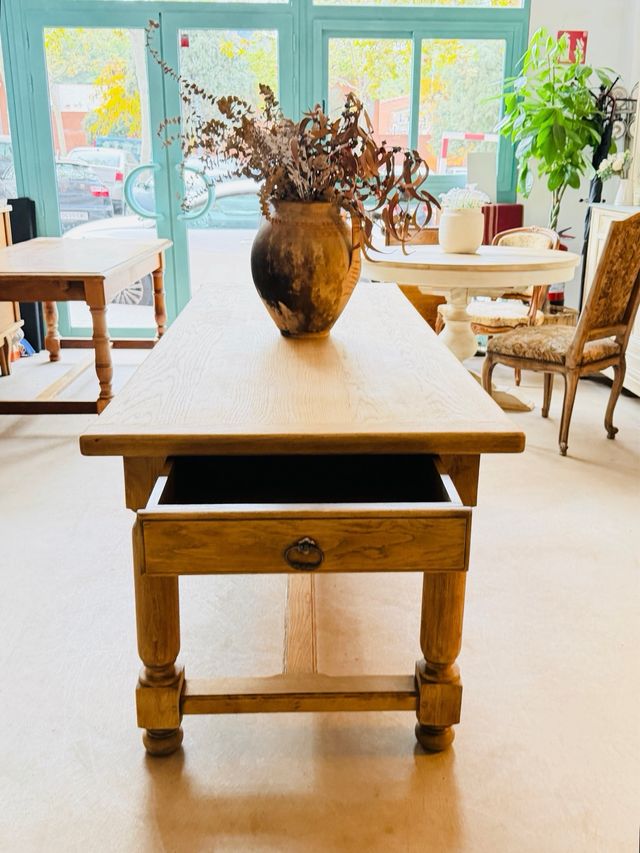 Mesa francesa de roble macizo lavado granja