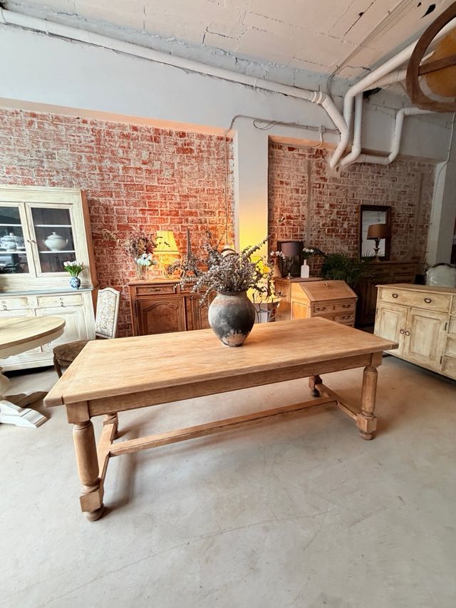 Mesa francesa de roble macizo lavado granja