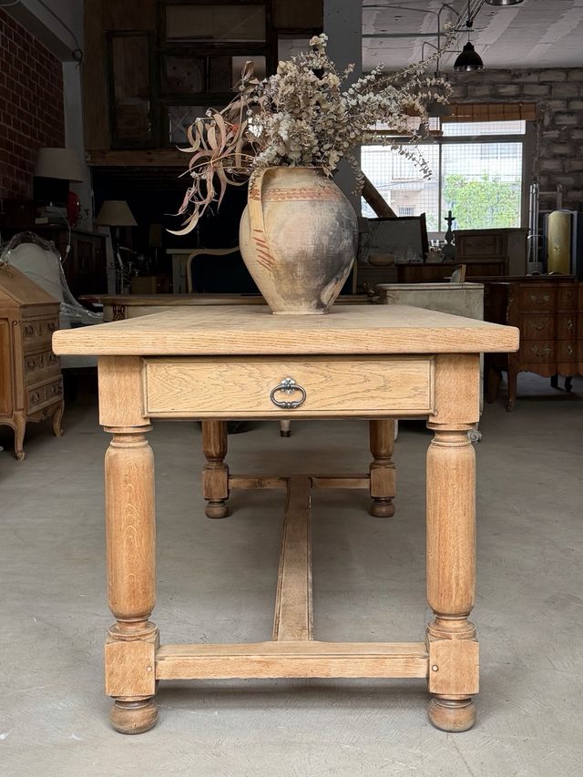 Mesa francesa de roble macizo lavado granja