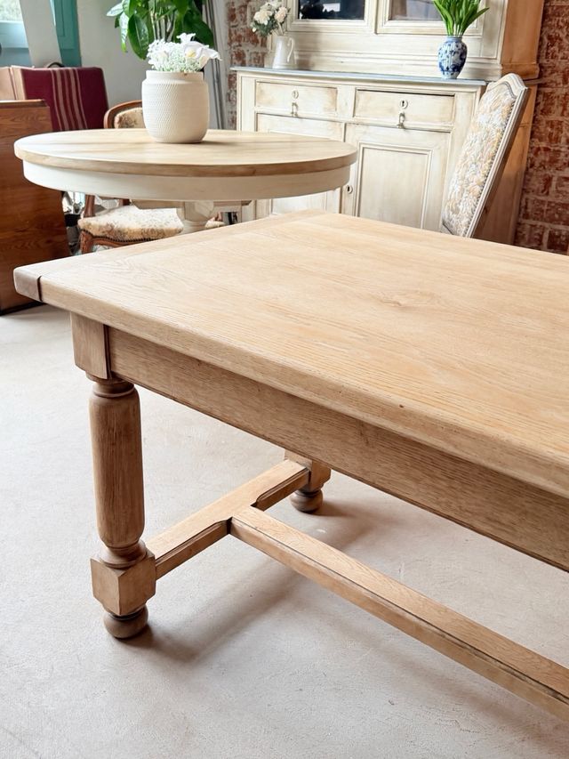 Mesa francesa de roble macizo lavado granja