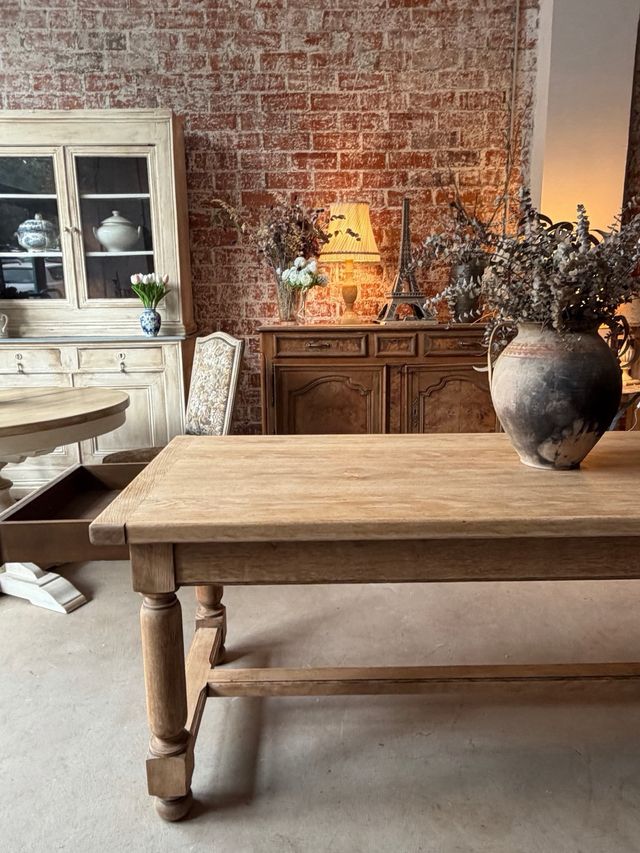 Mesa francesa de roble macizo lavado granja