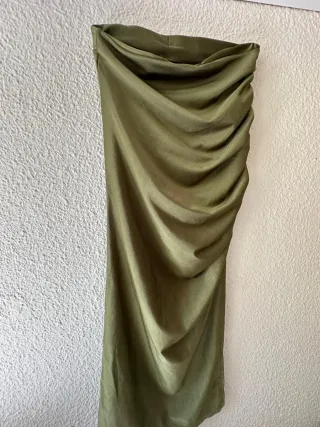 Falda verde drapeada talla única