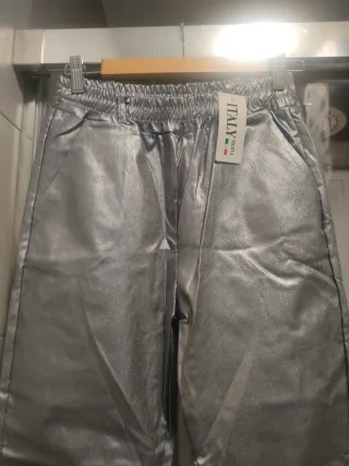 Pantalón plateado mujer talla única