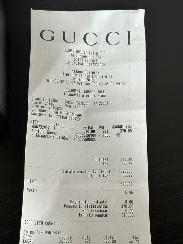 Cintura Gucci GG Dorata e Nera