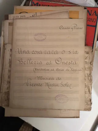 Partitura manuscrita Una cosa rara Martin i Soler