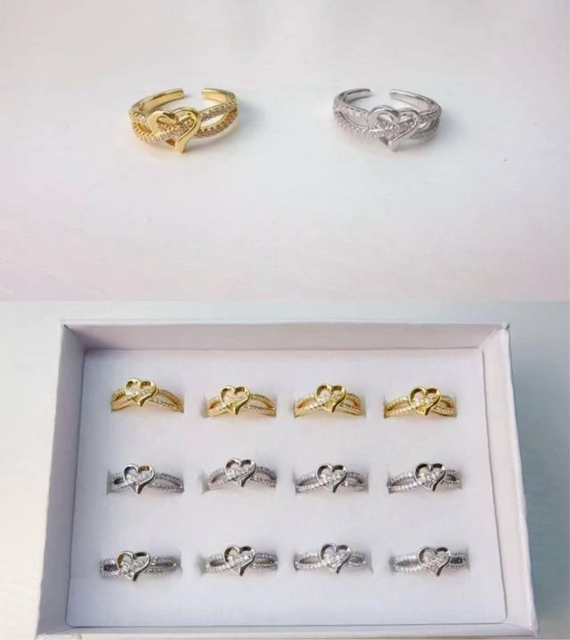 Anelli Cuore Regolabili Oro Argento
