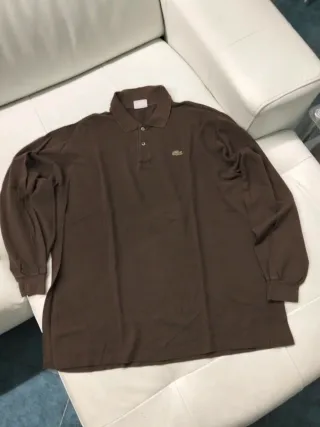 Polo Lacoste Marrone Manica Lunga
