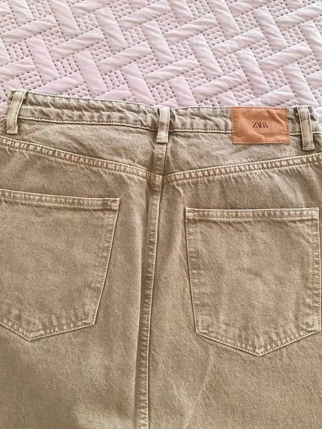 Falda larga ZARA verde oliva