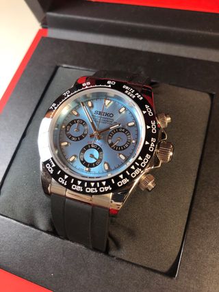 Seiko Mod - Daytona Reloj Azul (Correa Caucho)