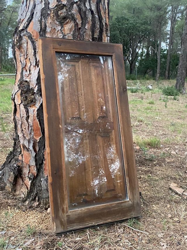 2 hojas de ventana madera con contraventanas