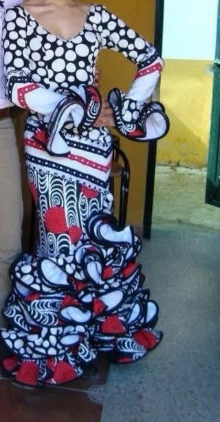Traje Flamenca Volantes Lunares Talla 36/8