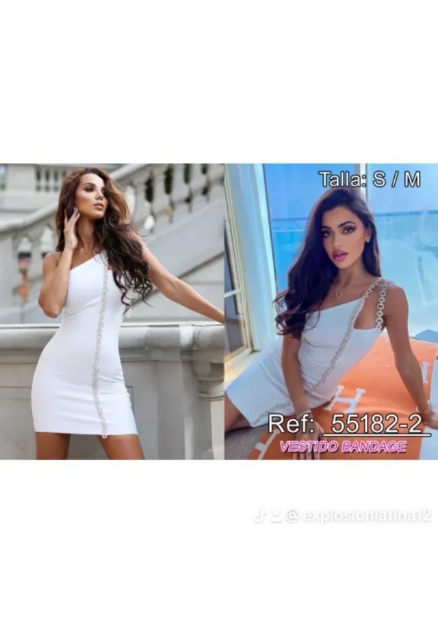 Vestido Blanco Exclusivo con Detalles Dorados