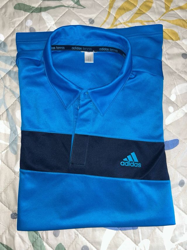 Polo Tenis Adidas Azul Talla S