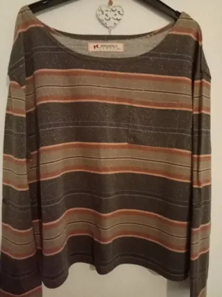 Jersey Springfield rayas salmón, beige, gris