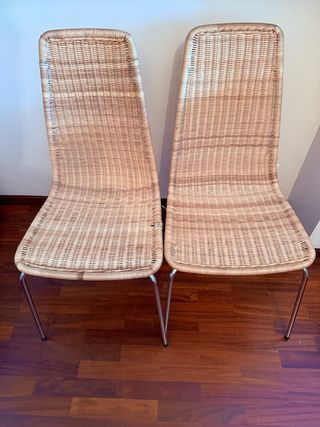 2 Sillas IKEA LINUS Mimbre y Metal