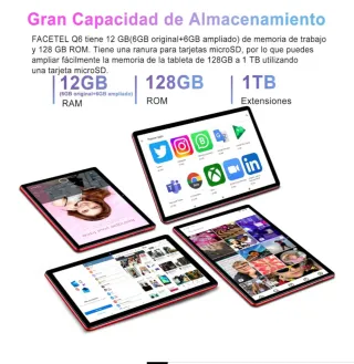Tablet FACETEL 10 Android 13 12GB RAM 128GB Rosso